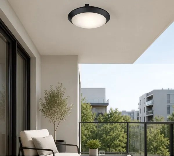 Rabalux 77235 - Vonkajšie stropné svietidlo so senzorom WELRO 1xE27/9W/230V IP65 pr.30 cm čierna