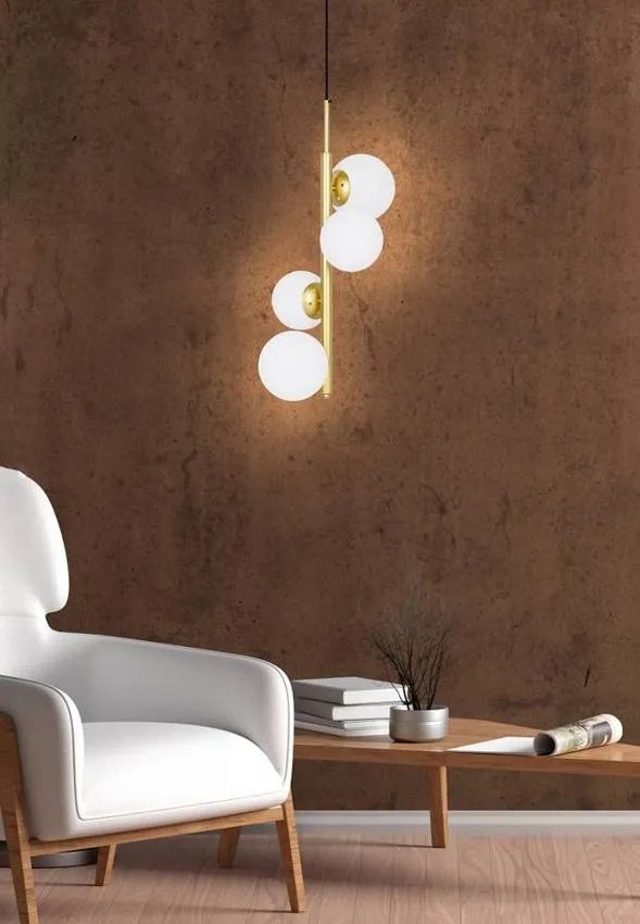 Candellux Mosadzný závesný luster Cordel pre žiarovku 4x G9 34-01559