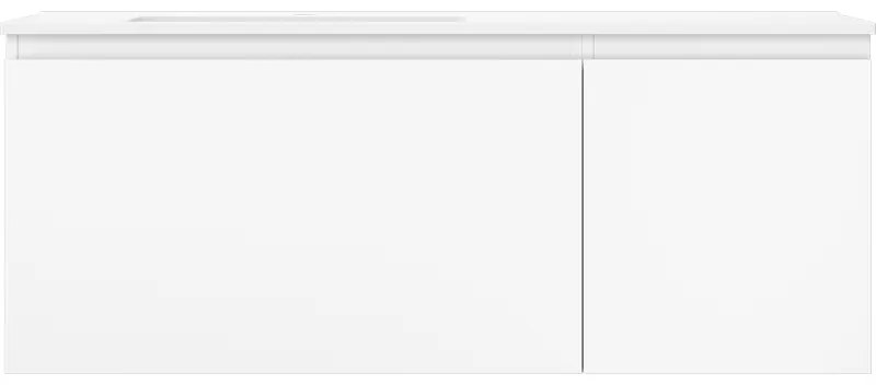 Mexen Orio, kúpeľňová skrinka 120 cm s ľavým umývadlom Otis, 1S, 1D, biela matná, 91A13-12047-3-BBFF01-W18L01