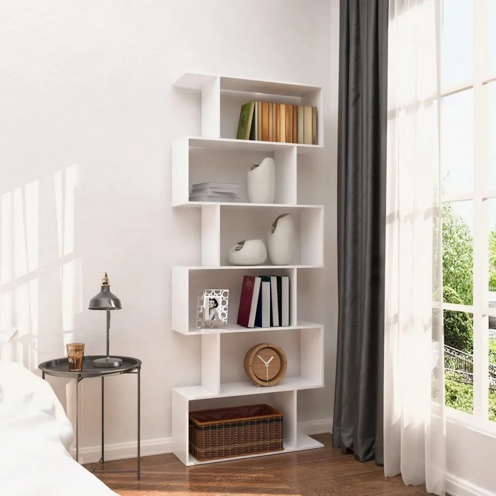 ModernHome Veľký regál s 5 policami - biely