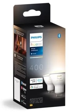 SADA 2x LED Stmievateľná žiarovka Philips Hue WHITE AMB. GU10/4,2W/230V 2200-6500K