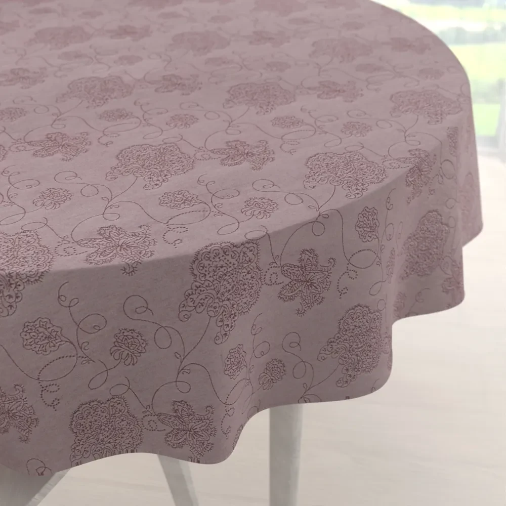 Biante Teflónový okrúhly obrus TF-077 Kvetované ornamenty na staroružovom Ø 60 cm