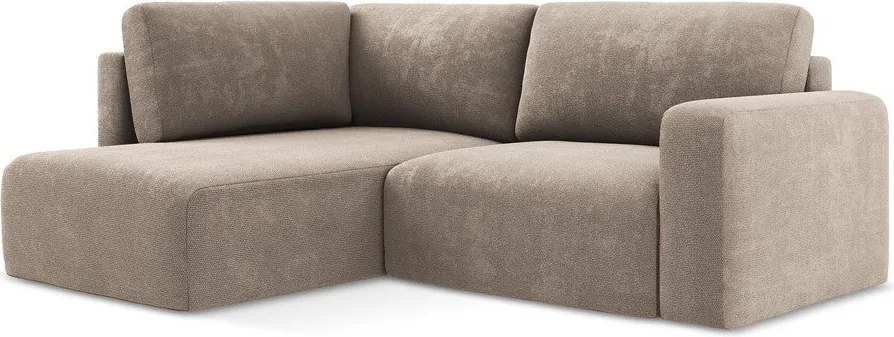 Béžová ženilková rozkladacia/s úložným priestorom rohová pohovka (ľavý roh/do L) Kona – Makamii