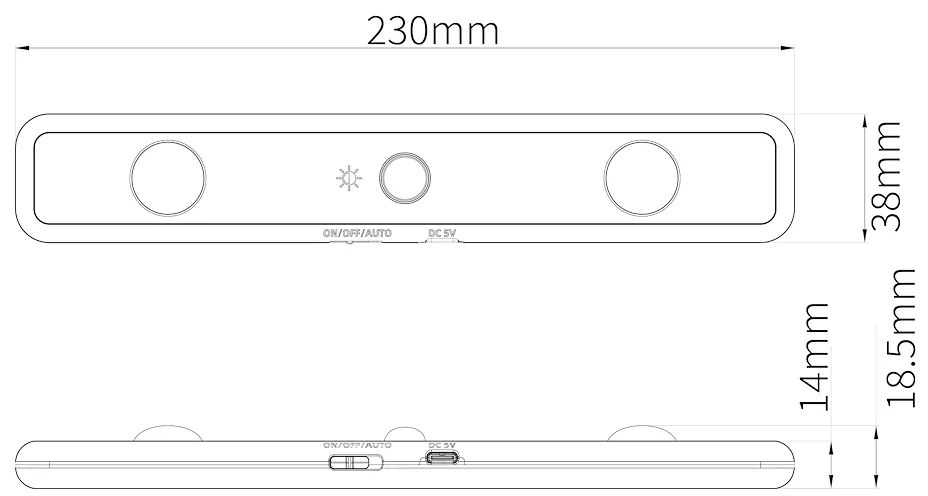 Ecolamp LED svietidlo Tony, 1x LED 1w 4000k, 3CCT, w, (23 cm), senzor pohybu
