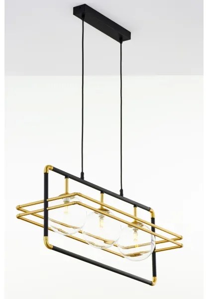 Jupiter 2030 - Luster na lanku FIORI 3xG9/10W/230V čierna/zlatá/číra