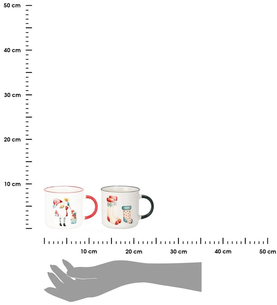 Sada 2ks vánočních hrnků Santa Candy 300 ml bílá/červená