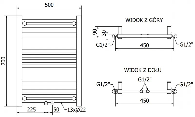 Mexen Mars, elektrické vykurovacie teleso 700 x 500 mm, 300 W, biela, W110-0700-500-2300-20