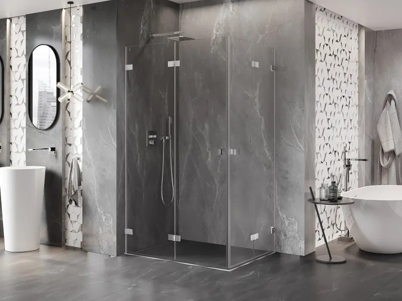 Mexen Lunar-F Duo, skladací sprchový kút 100 x 75 cm, 8mm číre sklo, chrómový profil, 836-100L-075P-01-00