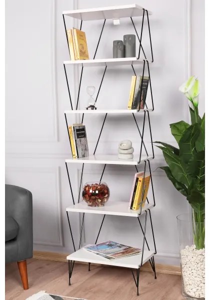 Knižnica BALABAN 165x48 cm biela/čierna