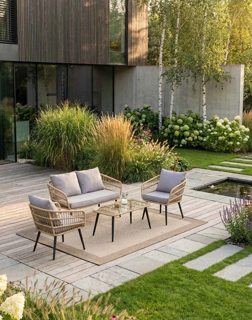 Záhradný oddychový set Madera pre 4 osoby, sivý