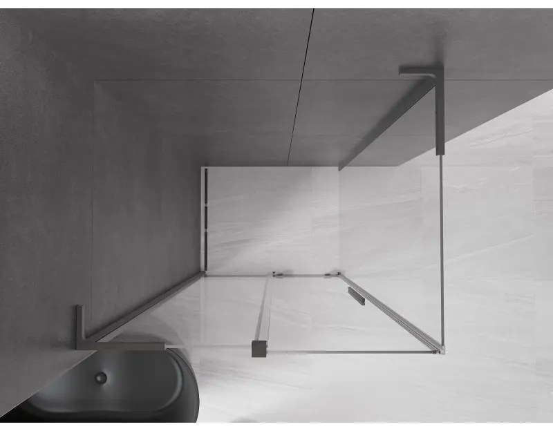 Mexen Velar L, sprchový kút s posuvnými dverami 120 x 80 cm, 8mm číre sklo, brúsený grafit, 871-120-080-03-95