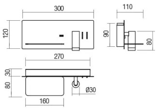 Redo 01-2985 - LED Nástenné bodové svietidlo BROOK LED/8W/230V + LED/3W USB čierna