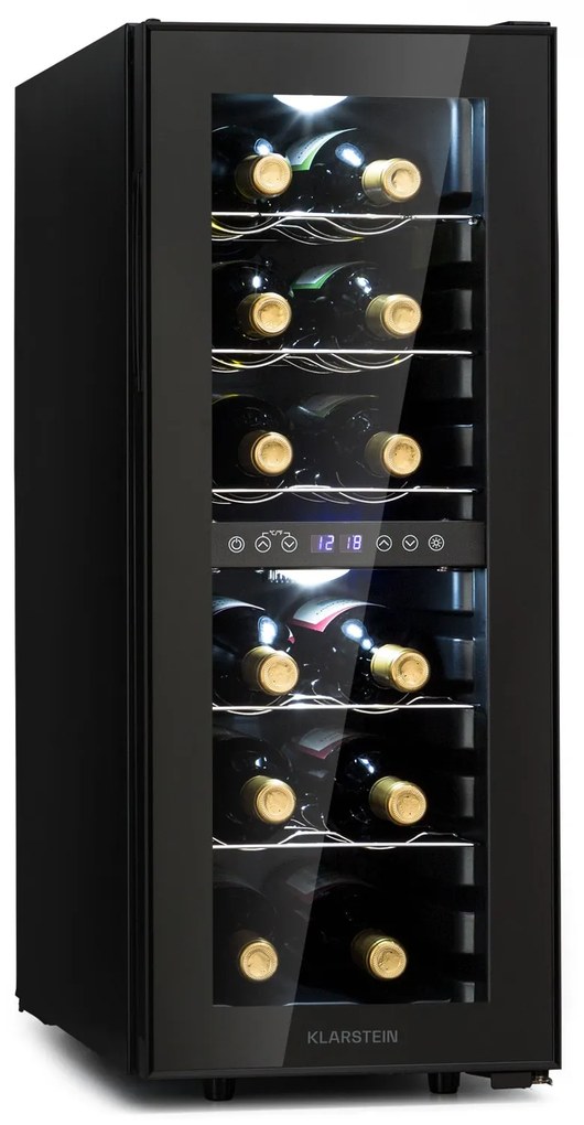 Klarstein Shiraz 12 Duo vinotéka 2 zóny 42L/12 fliaš 5-12 / 12-18 °C Touch