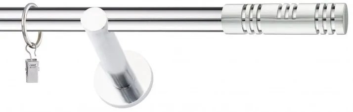 Dekorstudio Chrómová jednoradová garniža ELIS 19mm Dĺžka: 140cm, Typ uchytenia: Držiak modern, Typ príslušenstva: Krúžky tiché so štipcami