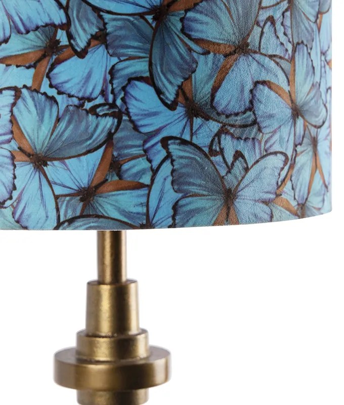 Stolová lampa bronzový zamatový odtieň motýlikové prevedenie 40 cm - Diverso