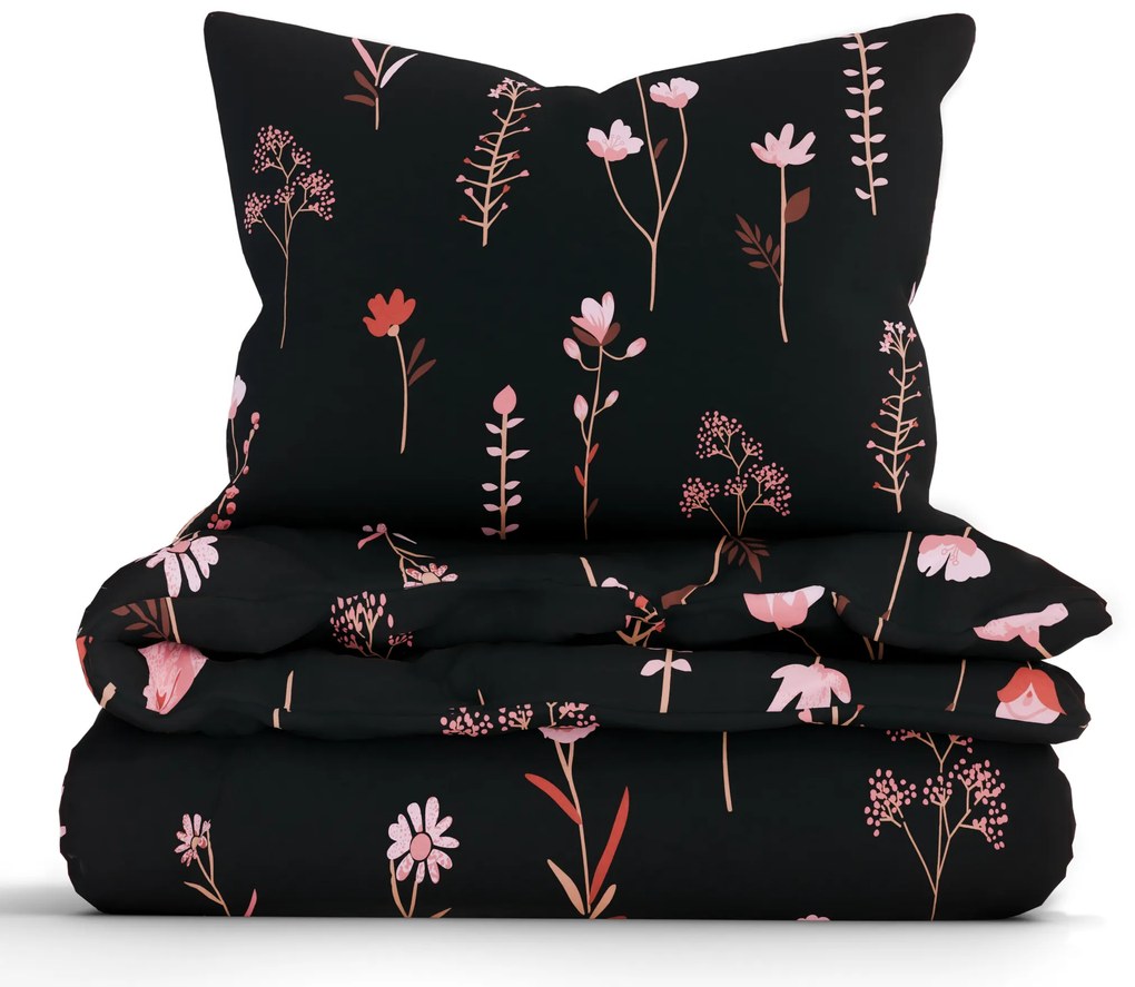 Francúzske bavlnené obliečky Renforcé - Vlčie maky čierne