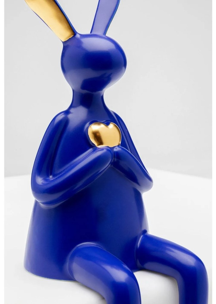 Sitting Rabbit Heart dekorácia modrá 29 cm