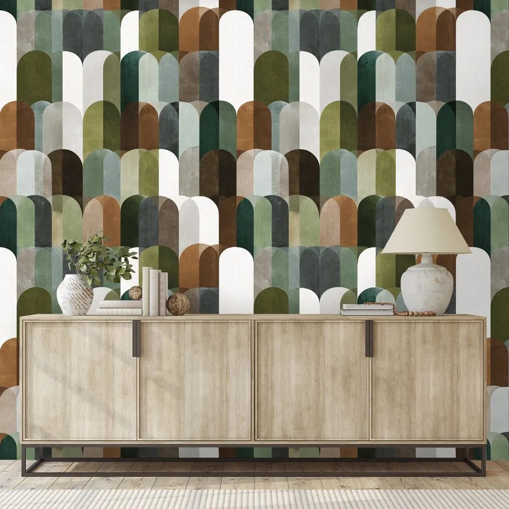 Fototapeta zelenohnedé oblúkové vzory