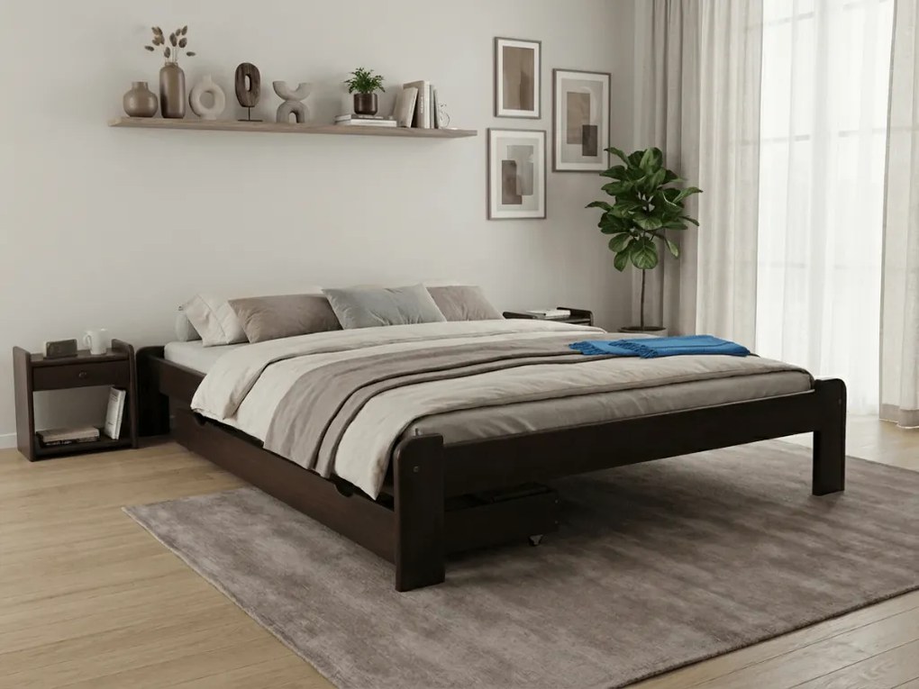 Posteľ Ada 160 x 200 cm, orech Rošt: Bez roštu, Matrac: Matrac DELUXE 10 cm