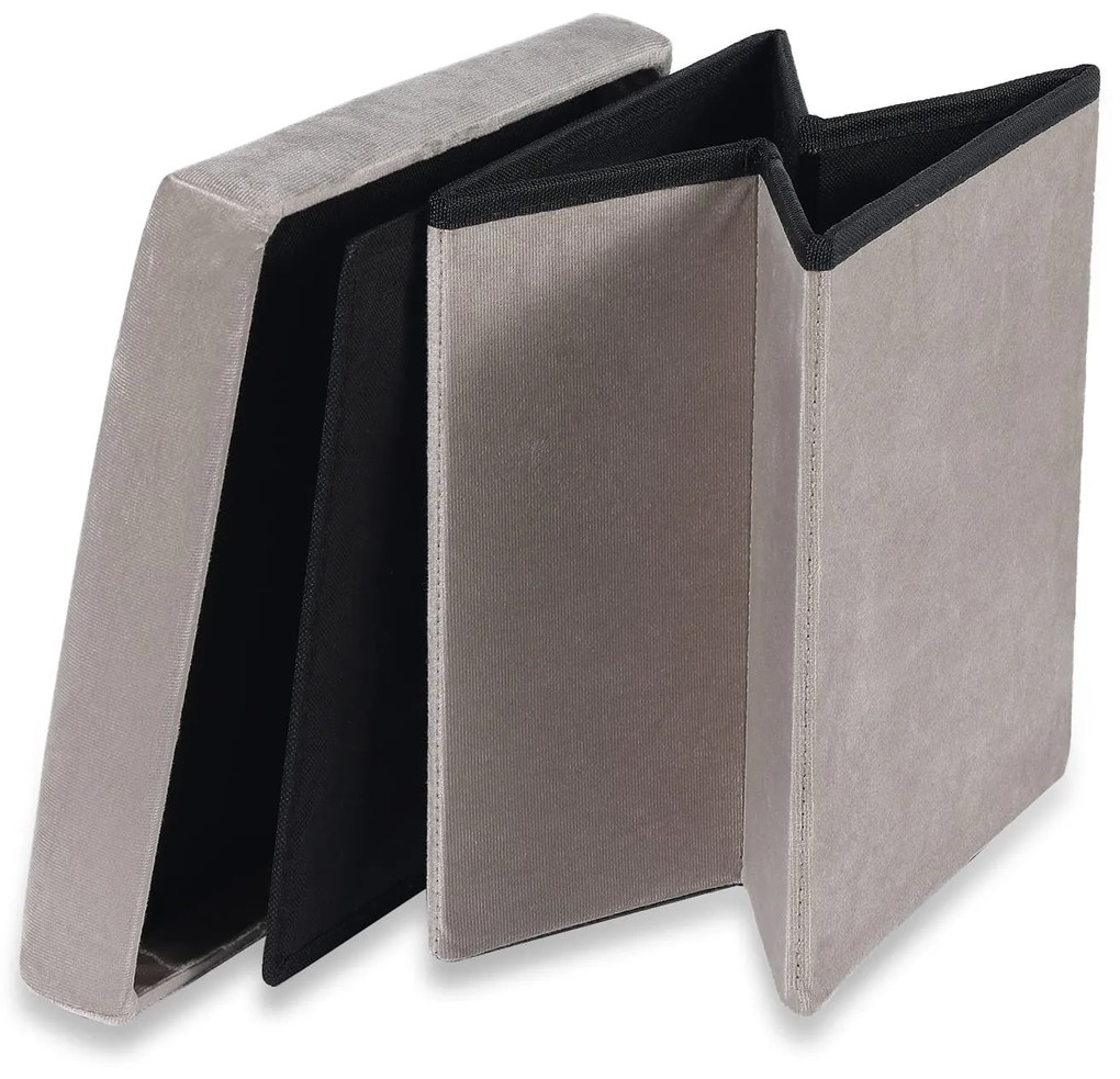 Béžová skladacia taburetka CUBEXO VELVET M