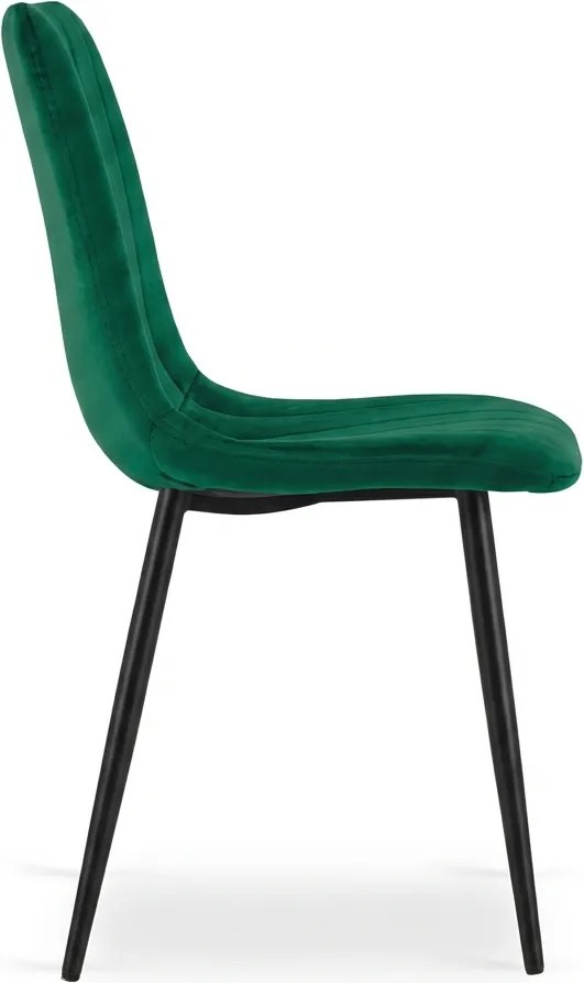 Tmavozelená zamatová stolička LAVA BOTTLE GREEN s čiernymi nohami