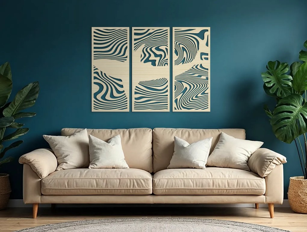 drevko 3-dielny drevený obraz na stenu Žralok v mori Rozmer obrazu: 57 x 80 cm, Farba dekorácie: Čierna