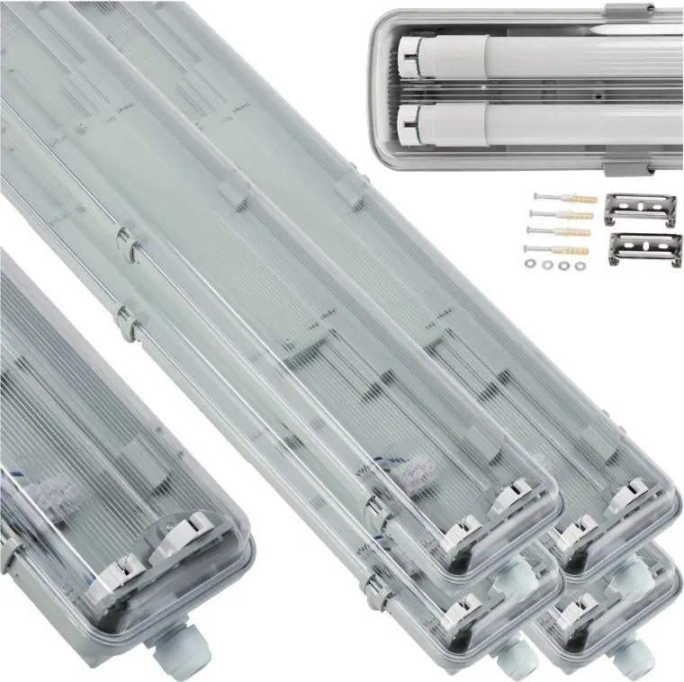 SADA 4 x hermetických LED lámp 120 cm do dielní so žiarivkami