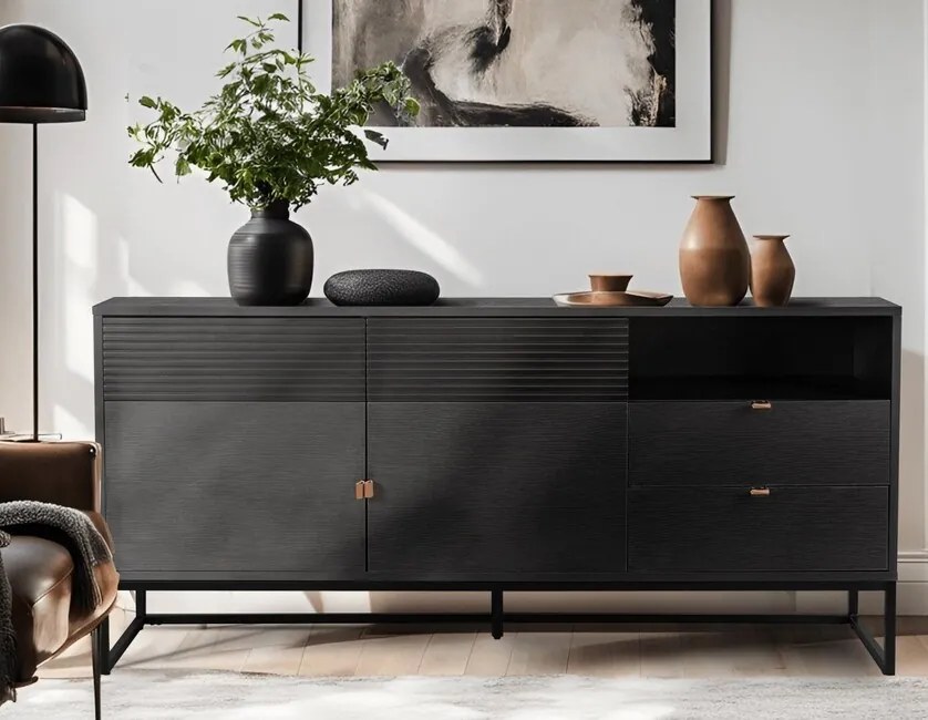 Dizajnová komoda Tarent čierna 160cm