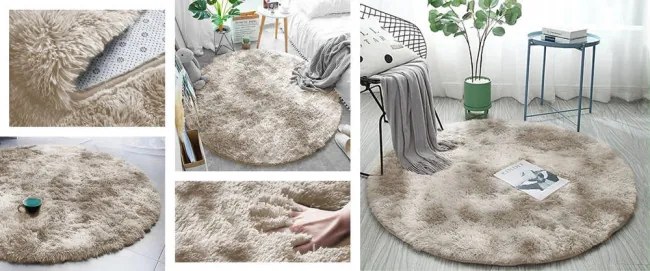 Protišmykový koberec SHAGGY ombré, karamelový kruh