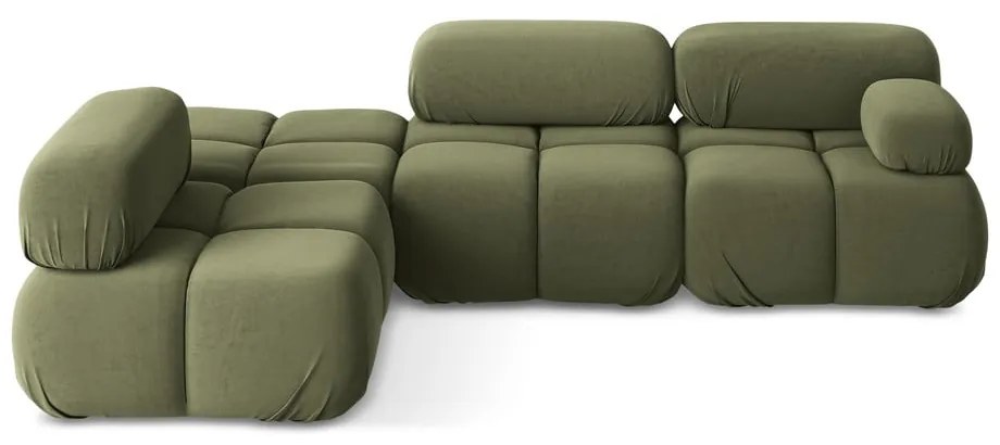 Svetlozelená zamatová modulárna rohová pohovka (ľavý roh) Lokua – Makamii