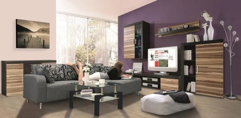 Konferenčný stolík Bolero, čierny/sklo