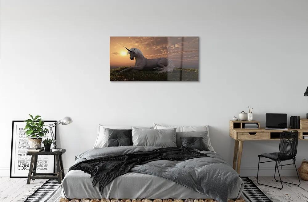 Sklenený obraz Unicorn horské slnko 140x70 cm