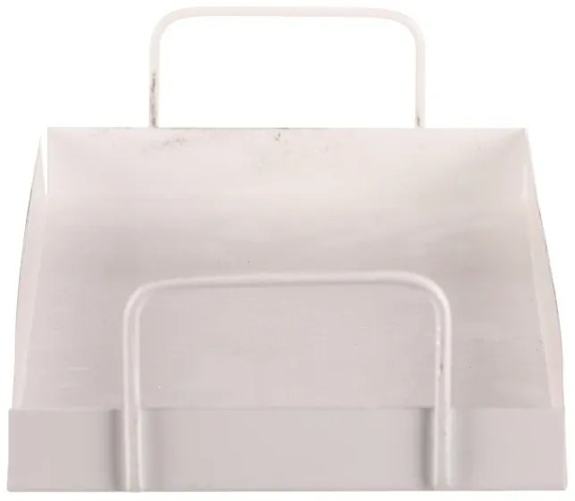 Kovová tácka s úchytmi obdĺžnik, biela, 36 x 16 x 7 cm