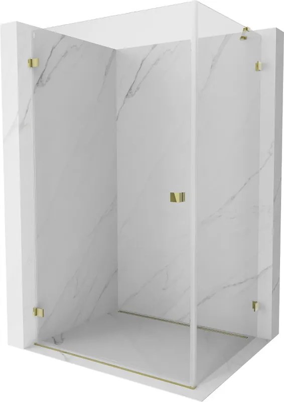 Mexen Lunar-B, ľavý výklopný sprchový kút 95 x 70 cm, 8mm číre sklo, zlatý profil, 832-095-070-50-00-L
