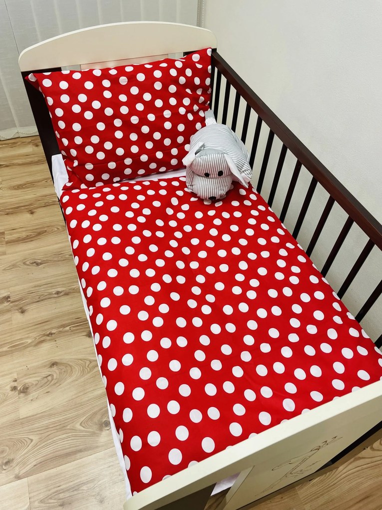Obliečky bavlnené Dots červené TiaHome - Detský set 130x90cm + 65x45cm