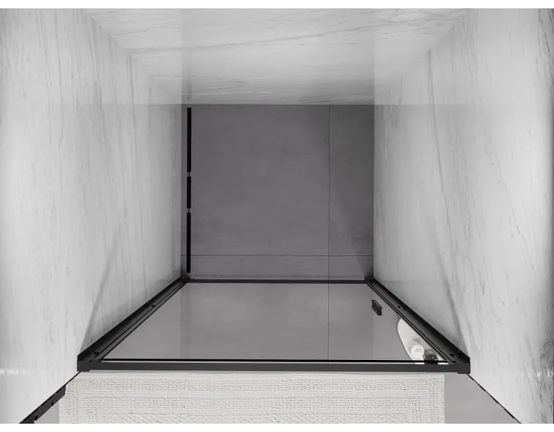 Mexen Exo, 1-krídlové dvere do otvoru 80x200 cm, 6mm číre sklo, čierny profil, 817-080-000-70-00