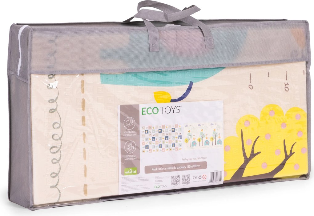 Detská penová podložka 200x150 cm vzdelávacia obojstranná skladacia rastová abeceda ECOTOYS
