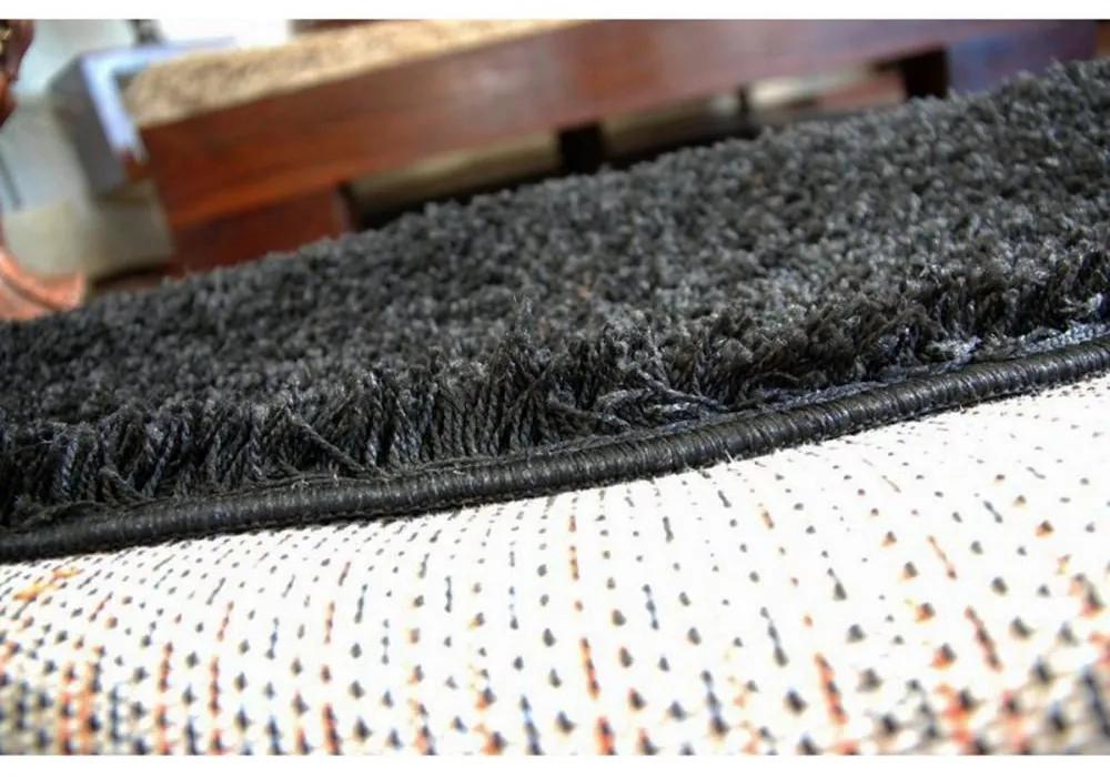 Kusový koberec Shaggy Roy čierny kruh 150cm