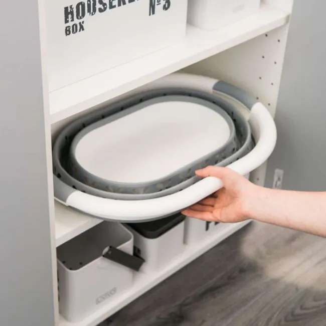 Kôš na bielizeň OVAL COMPACT sivý / biely 25 l