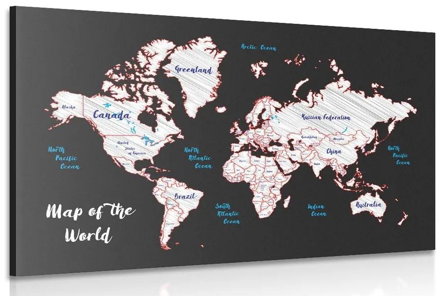 Obraz jedinečná mapa sveta - 120x80