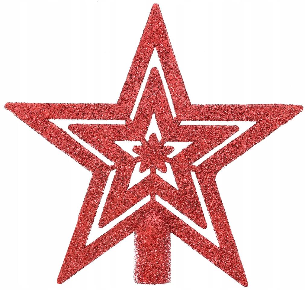 Vianočné gule - ozdoby + hviezda 100ks | červené