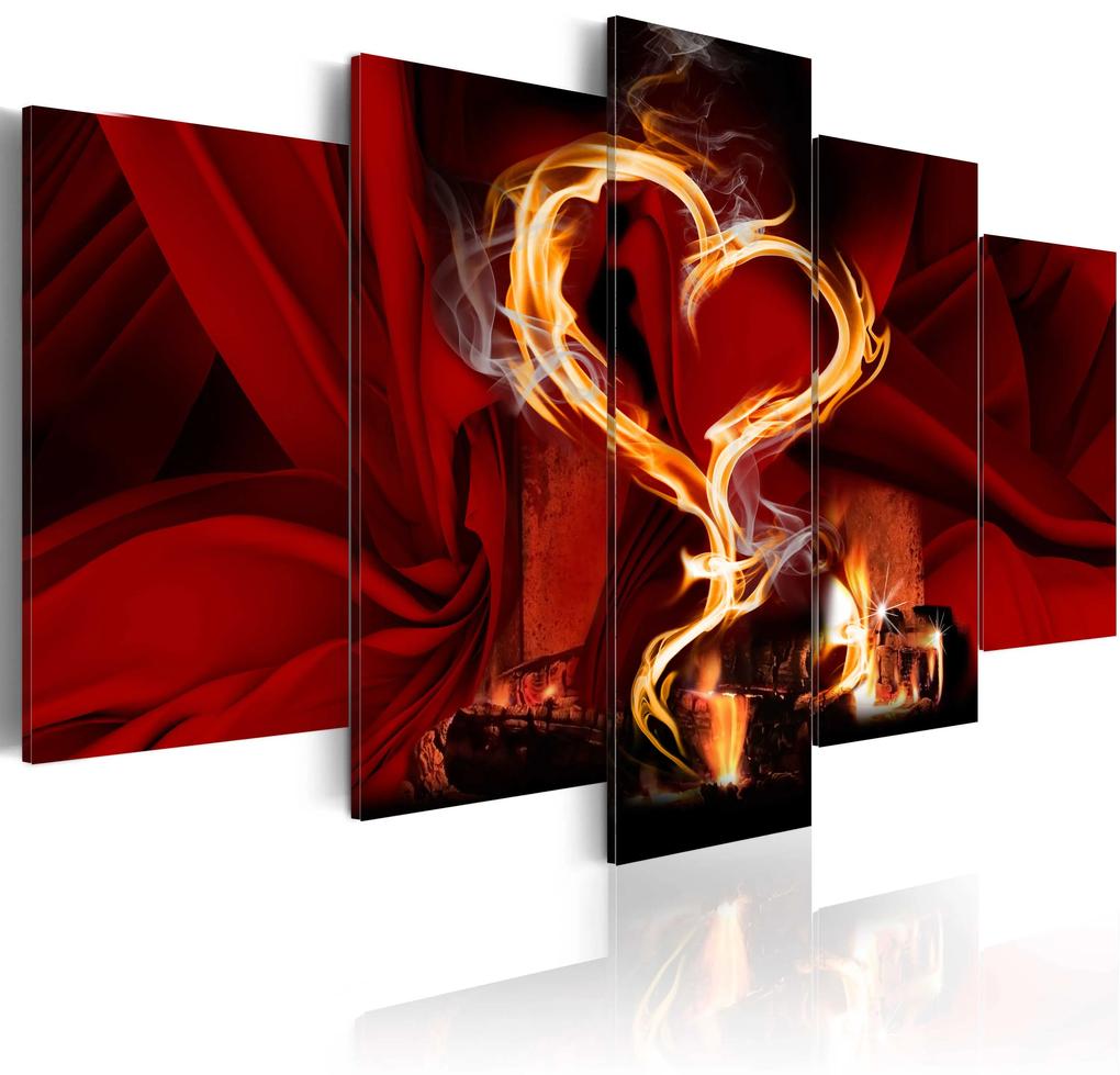 Artgeist Obraz - Flames of love: heart Veľkosť: 200x100, Verzia: Premium Print