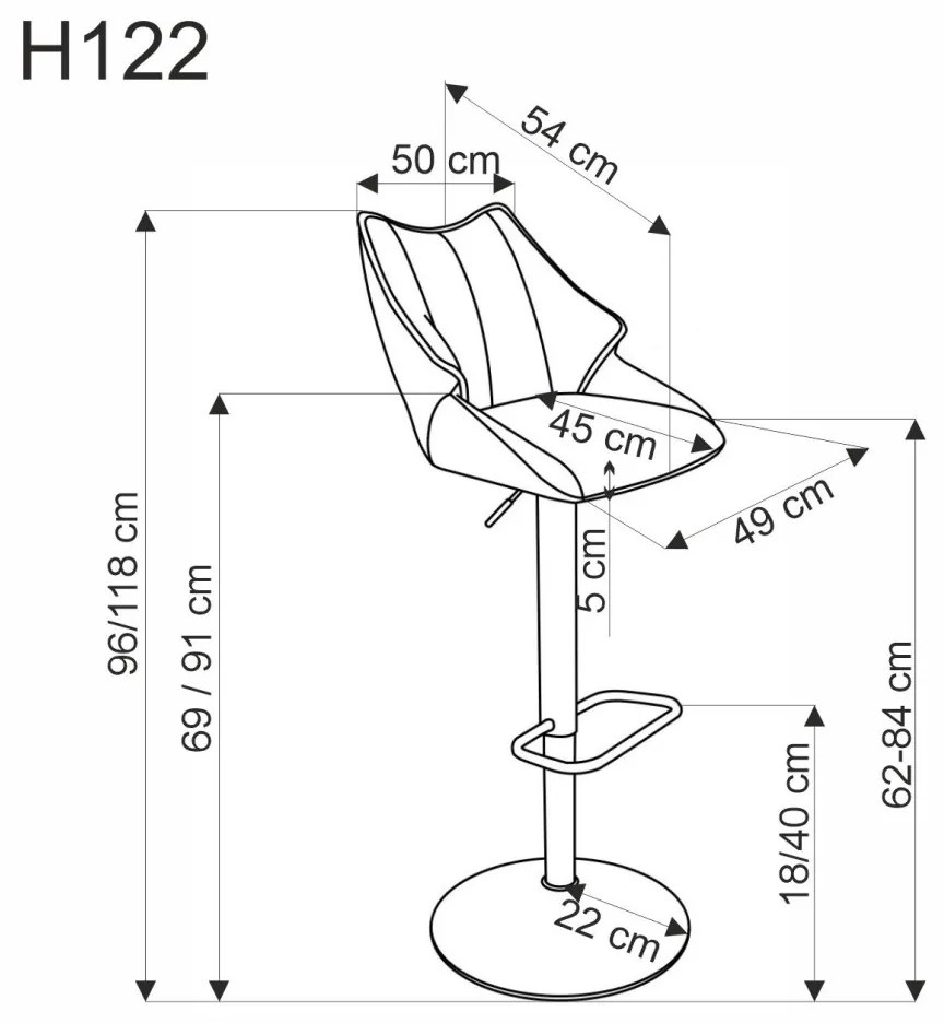 Barová židle H122 šedá