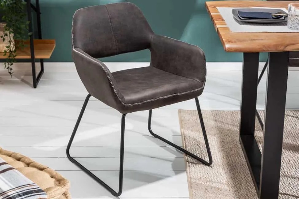 Moderná jedálenská stolička Bison mikrovlákno šedá