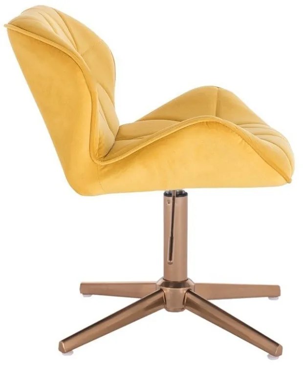 LuxuryForm DESIGN Stolička MILANO VELUR na zlatom kríži - žltá