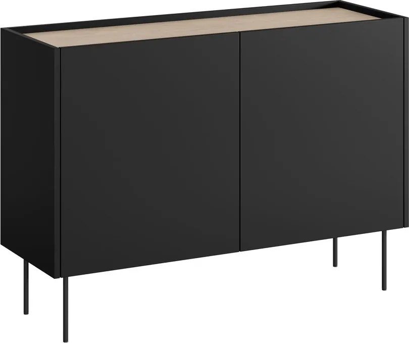 Komoda Desin 120 cm dvojdverová - čierny mat / dub nagano
