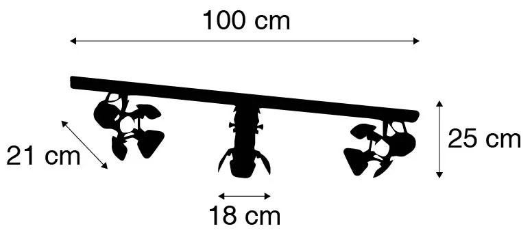 Koľajnicový systém s 3 reflektormi čierny - Movie