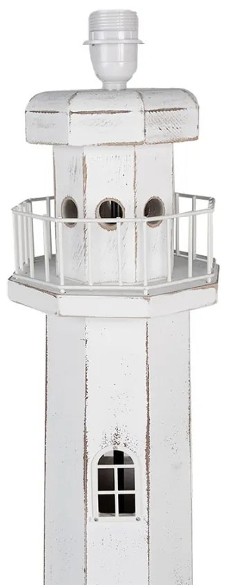 Biela drevená stojaca lampa MAJÁK