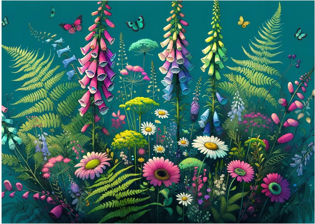 Sklenený obraz - Lúčne kvety (70x50 cm)