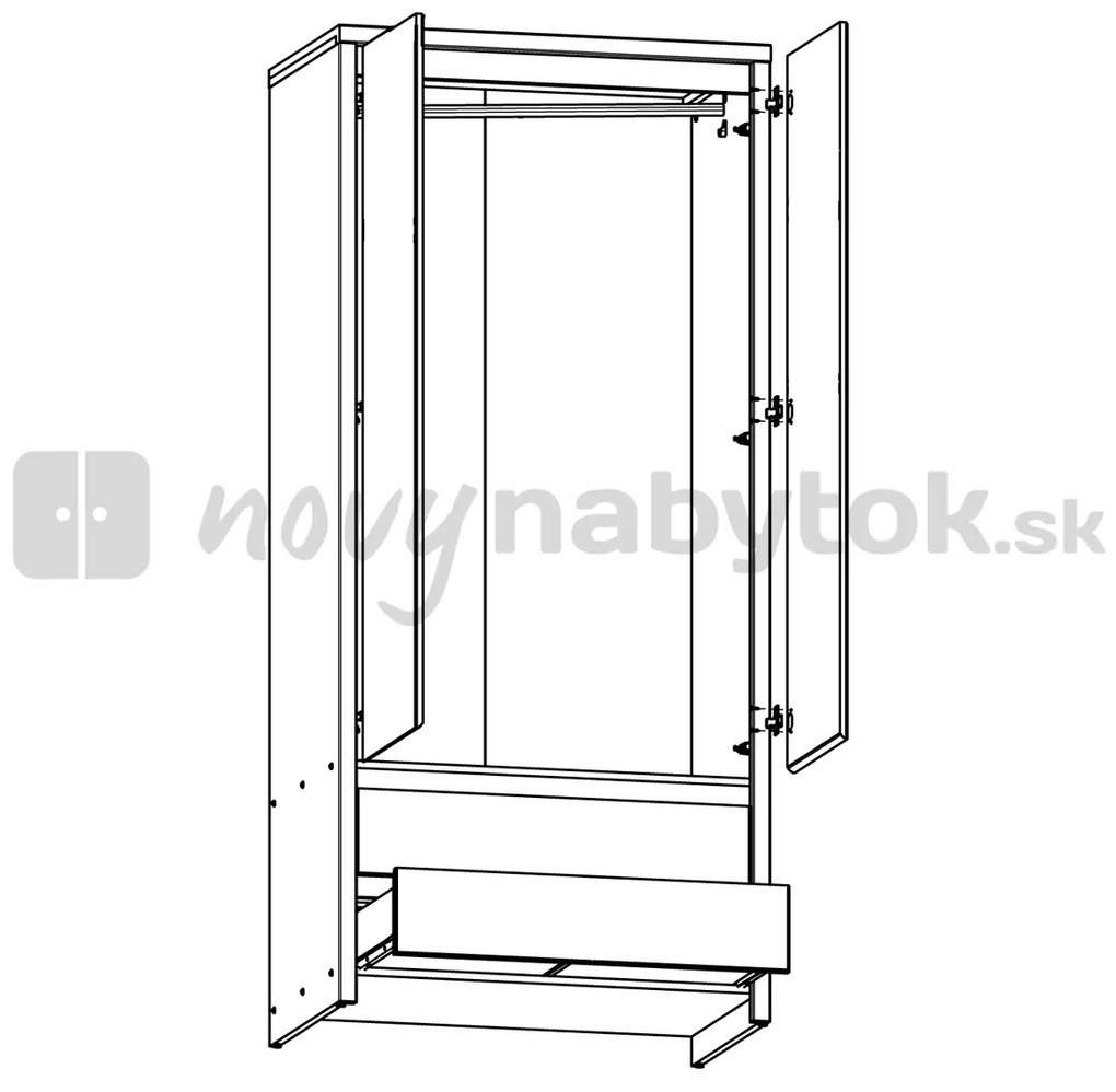 Šatníková skriňa BRW Kaspian SZF2D2S (Wenge). Akcia -35%. Vlastná spoľahlivá doprava až k Vám domov. 735090